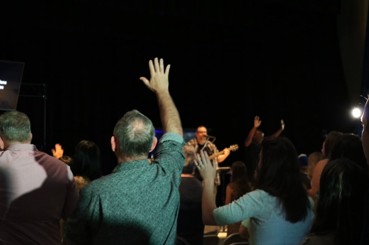 Hand lifted in worship